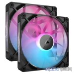 Corsair RX140 RGB iCUE Link 140mm PWM 1700 RPM Black Chassis Fan  Twin Pack & System Hub